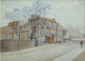 John P. Emslie, 'Hampstead Square', watercolour, 1881.  Courtesy of Camden Local Studies and Archives Centre.