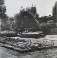 St George's Gardens, photograph, 1949. The church in the background is the Regent Square Presbyterian Church, which was badly damaged by bombing in 1945, and was eventually rebuilt, now known as Lumen. Courtesy of Camden Local Studies and Archives Centre.