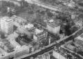 Newspaper cutting showing aerial photograph prior to loss of cemetery land in c.1974