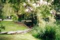 Church Farmhouse Museum Gardens, garden with Hendon parish church of St Mary beyond, July 2000. Photo: S Williams