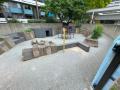 Golden Lane Estate, new garden in sunken playground, June 2024. Photograph Sally Williams
