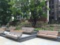 London Wall Place: new seating in the former St Alphage Garden, July 2020. Photograph Sally Williams