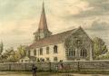 St Leonard's Streatham, early C19th print. St Leonard's Streatham, early C19th print.
